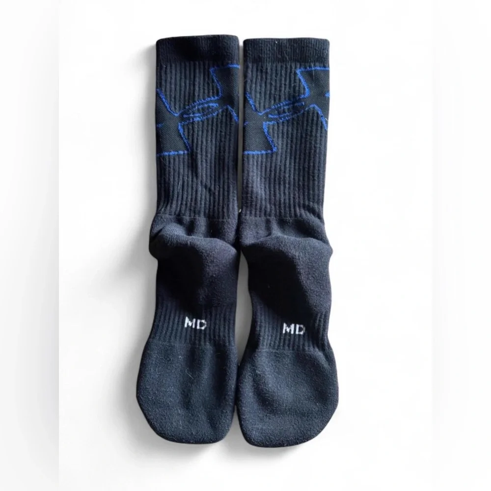 Under Armour Boys Performance Crew Socks Black Blue Size MD 4.5-7